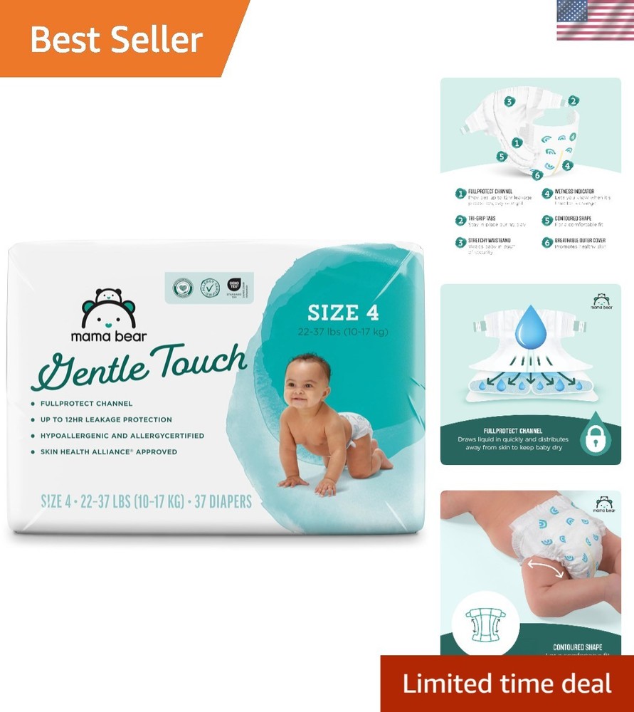Amazon Brand - Gentle Touch Diapers, Size 4, 37 Count