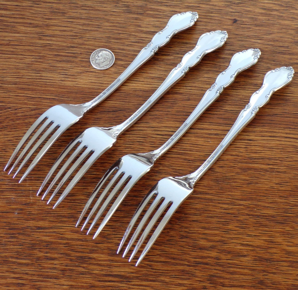 Group ALL Four Nice GLOSS DOVER Dinner FORKS Fork ONEIDA Cube Mark STAINLESS