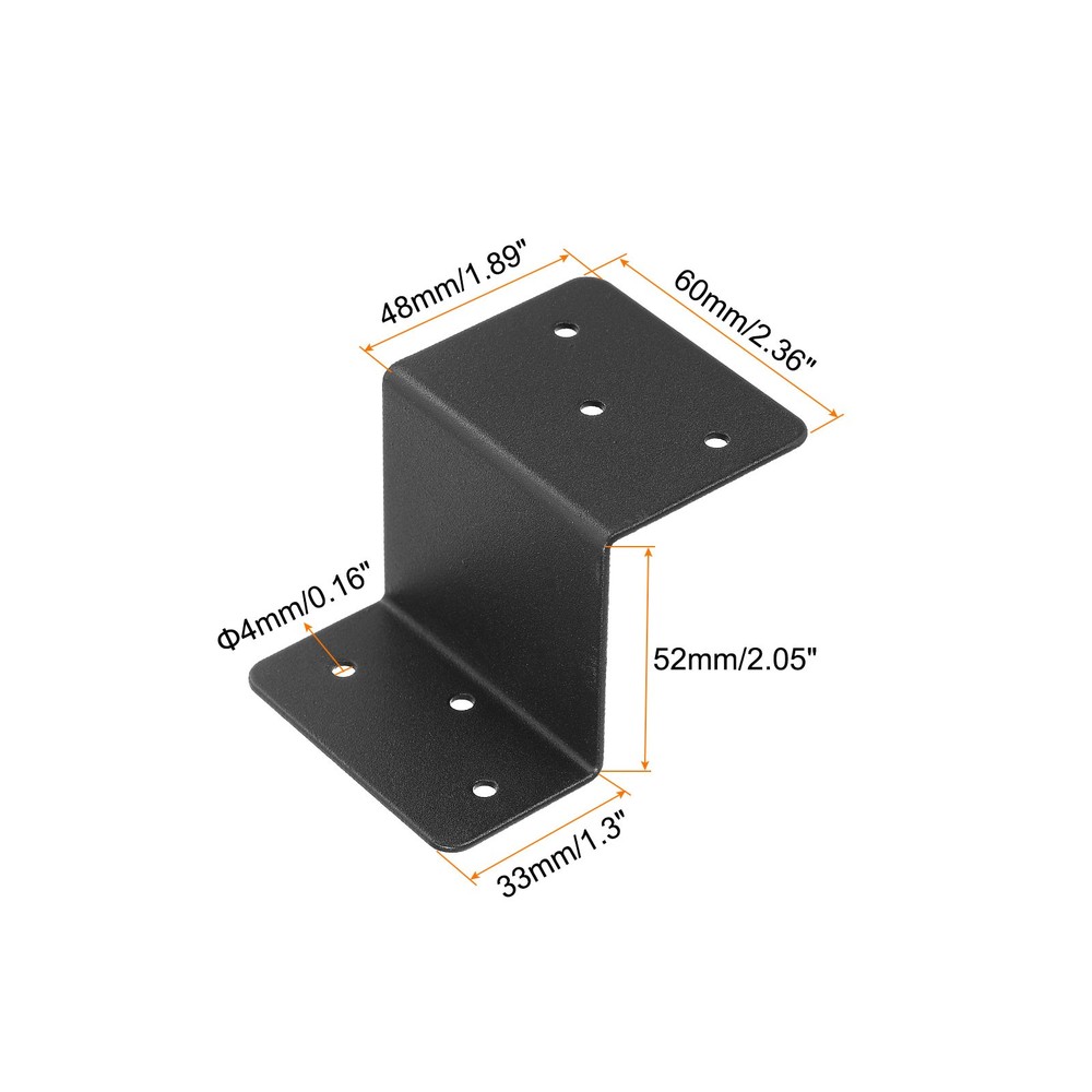 4pc Z Bracket Dual Channel Angle Bracket 3.2"x2.36"x2" Black