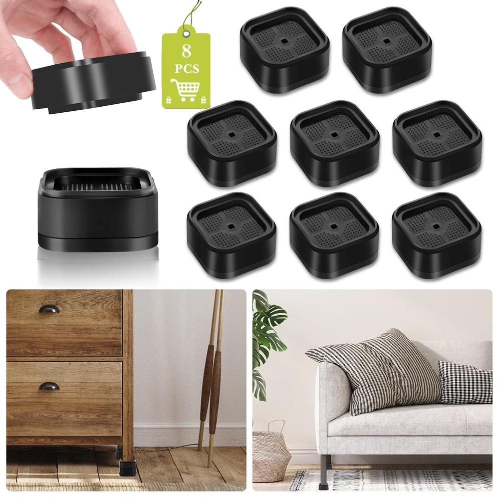 8 Pack Furniture Risers Stackable Bed Risers 1"-3" for Desk Sofa Bed Black