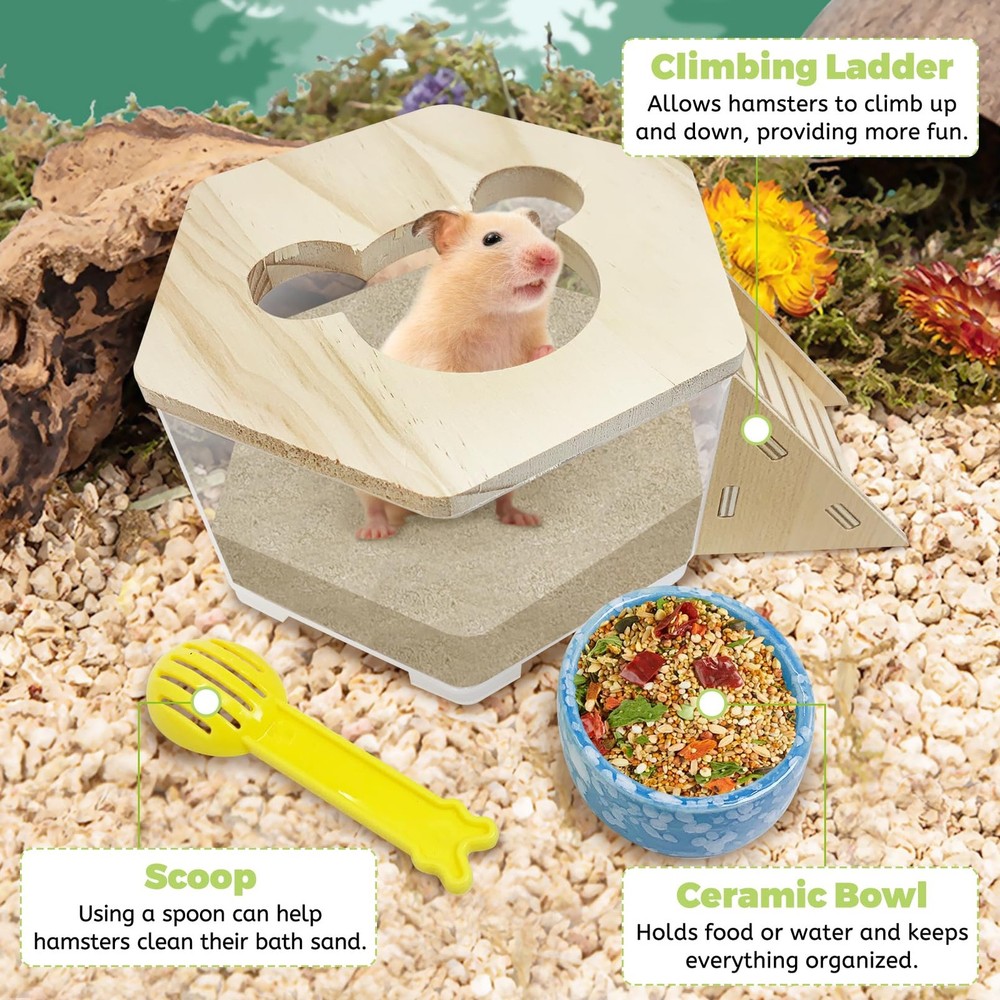 Hamster Sand Bath Box Transparent Gerbil Digging Sand Container Acrylic Small...