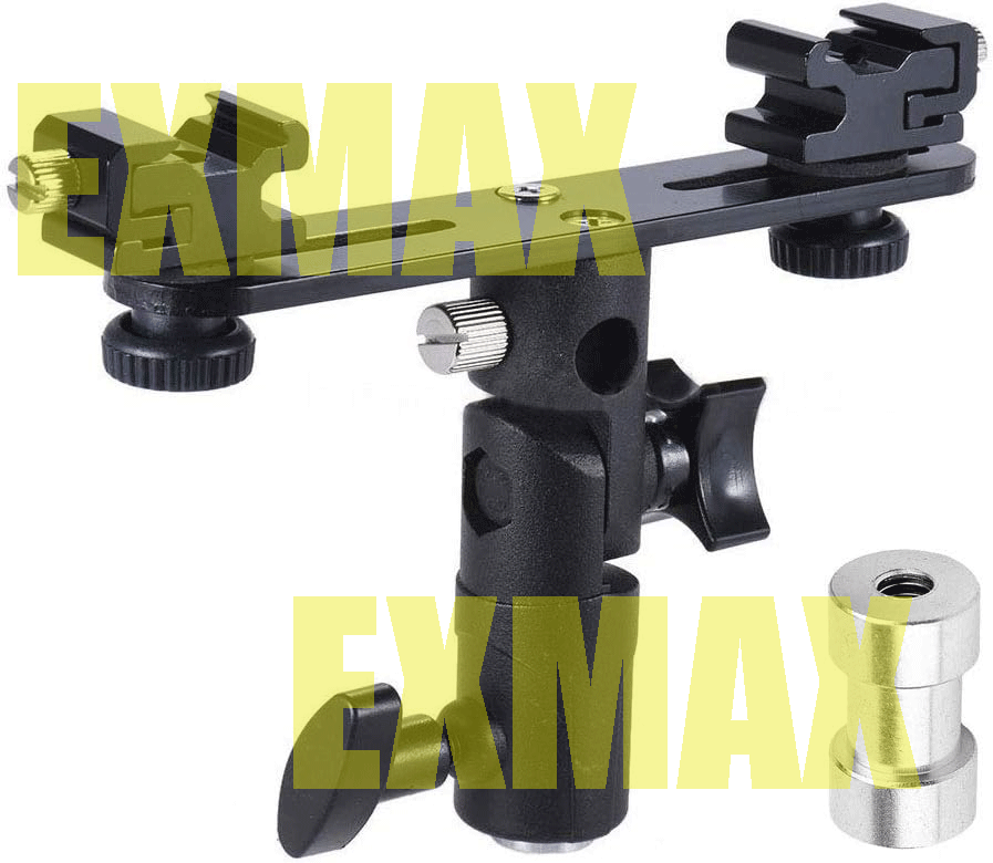 EXMAX E2 Adjustable Double Flash Bracket for Studio Video DSLR Camera,180°,Solid