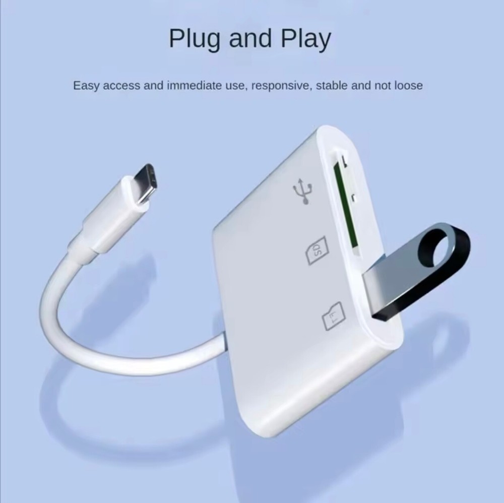 3 In 1 Adapter Type-C, Tf, Cf, Sd, Memory Card Reader, Recorder, Compact Flash U