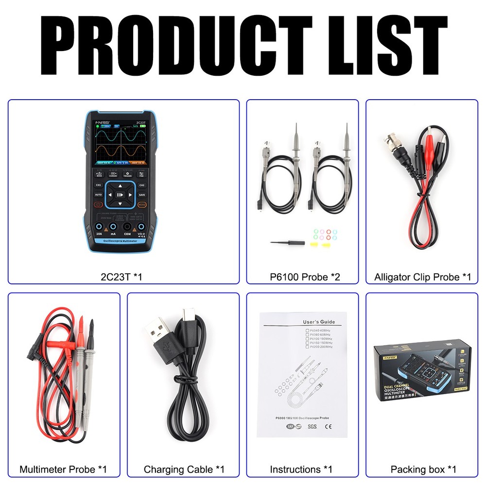 FNIRSI 2C23T Handheld Digital Oscilloscope Multimeter Function Signal Generator.