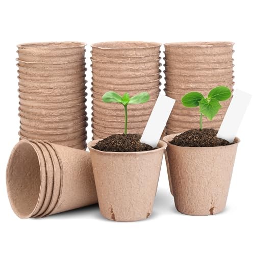 Peat Pots for Seedlings 3.15 Inch, Biodegradable Round Seed Starter Pots with