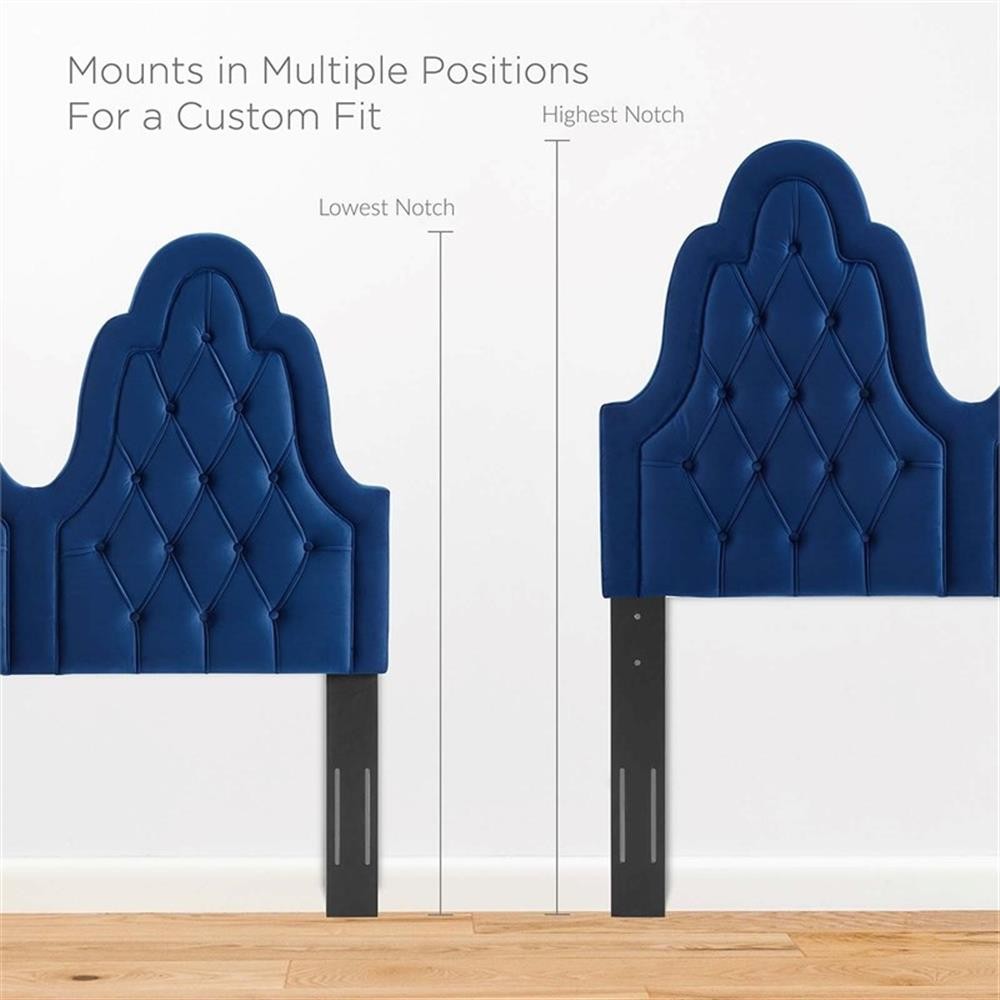 Modway Augustine Tufted Performance Velvet Twin Headboard in Navy