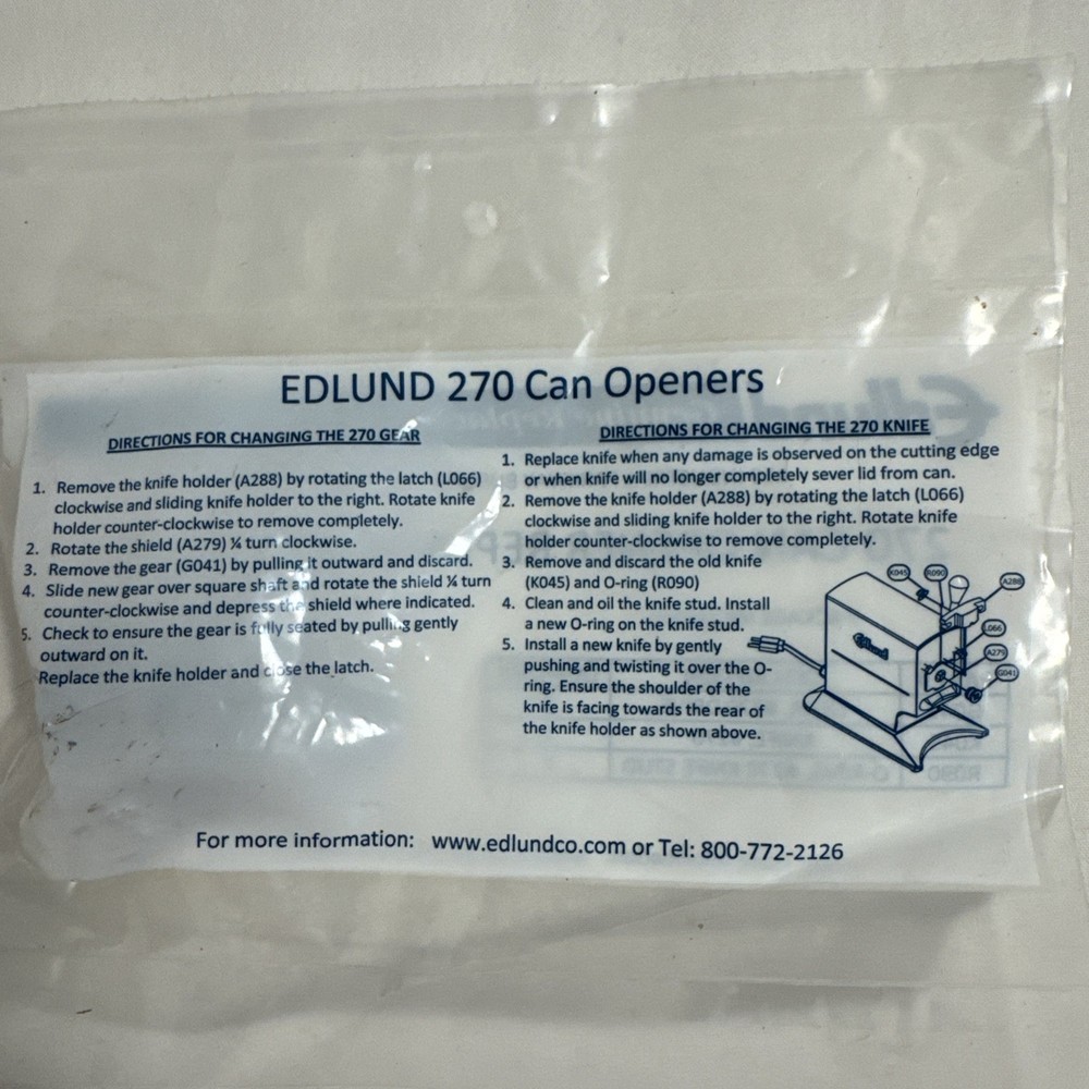 Edlund KT2700 270 Knife and Gear Replacement Kit