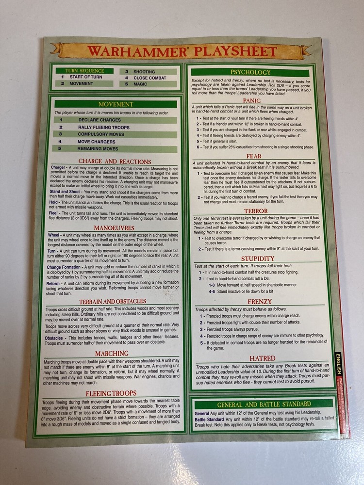 Warhammer Fantasy Classic Core Rule Book 1996 Great Graphics