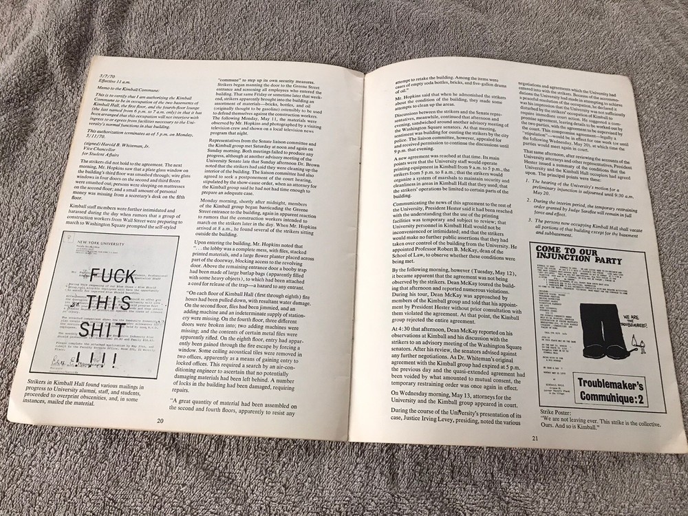 NYU May 1970 Occupation Report 24 pages