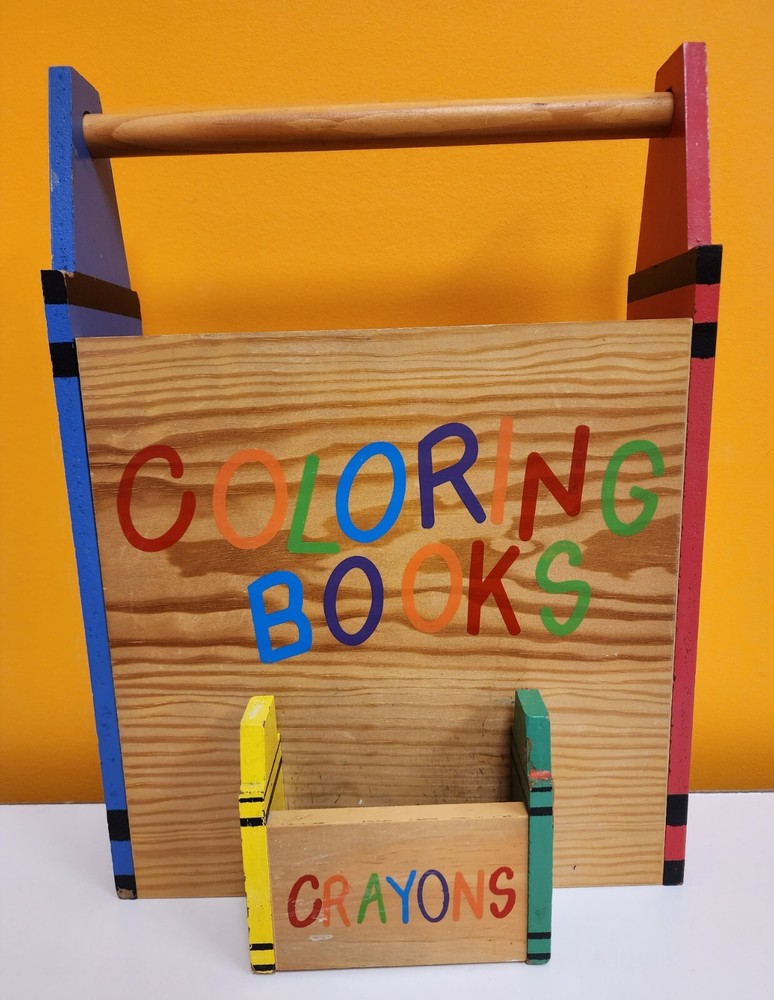 Solid Wooden Crayon/Coloring Book Holder Carrier Nice