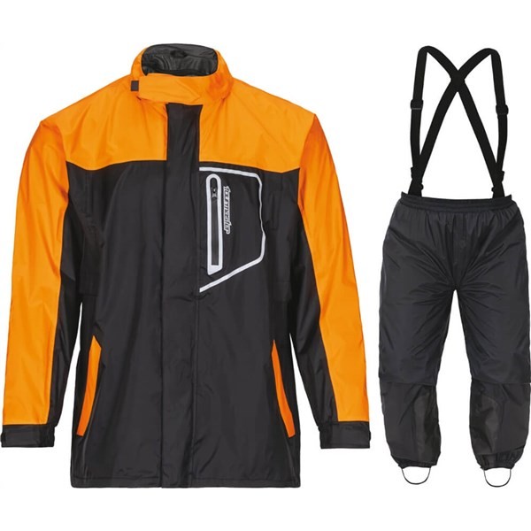 Tourmaster Defender 2-Piece Rain Suit, Black/Orange - All Sizes