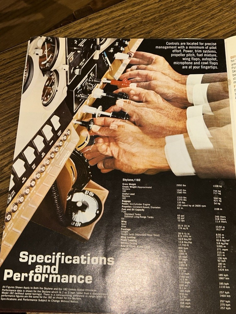 Vintage 1970 Cessna Skylane 182 Brochure - READ DESCRIPTION