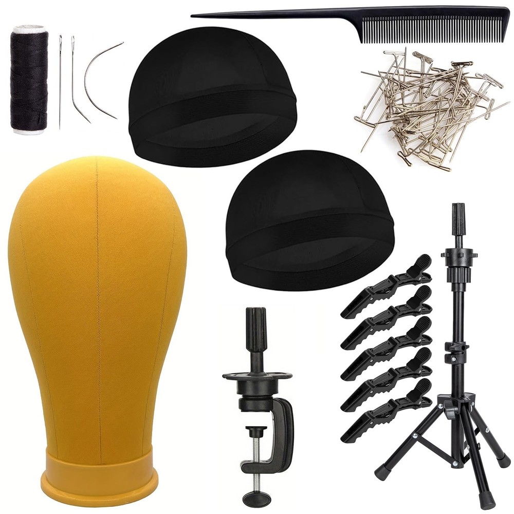 Mannequin Canvas Head, Wig Head Stand with Mannequin Head for Making Display ...