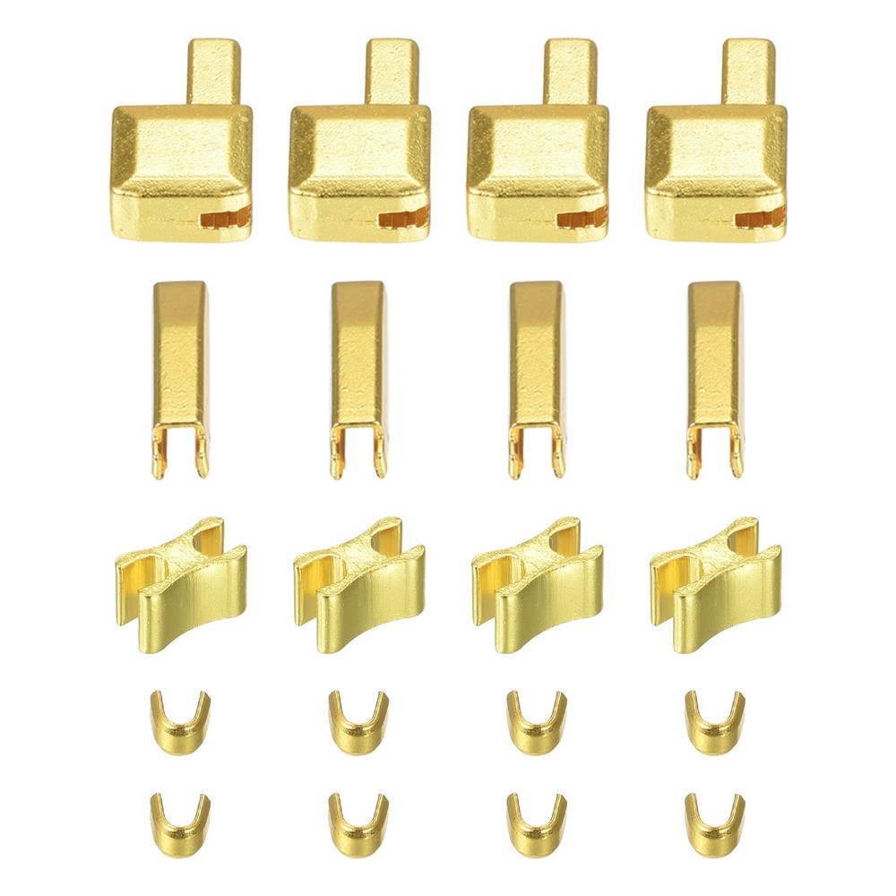 4Sets Zipper Repair Kit #8 Retainer Insertion Stops Latch Slider Gold Tone