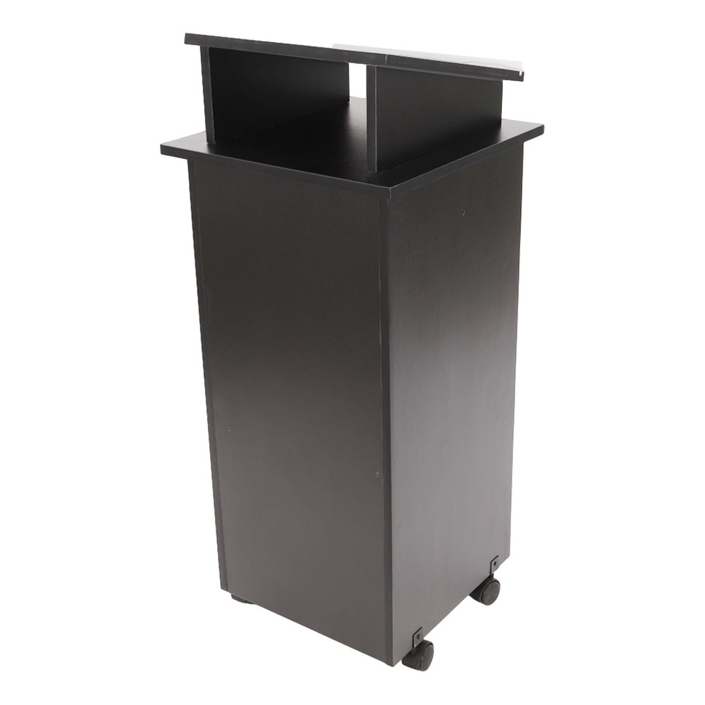 Lectern Elevated Inclined Reading Platform Black Mobile Presentation Stand