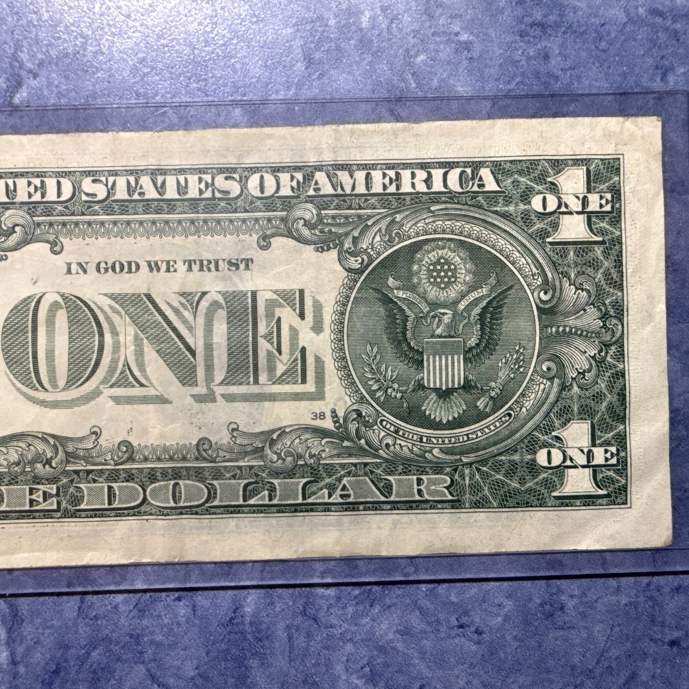 $1 One Dollar Bill Misprint Ink Bleed Transfer Error mostly left side