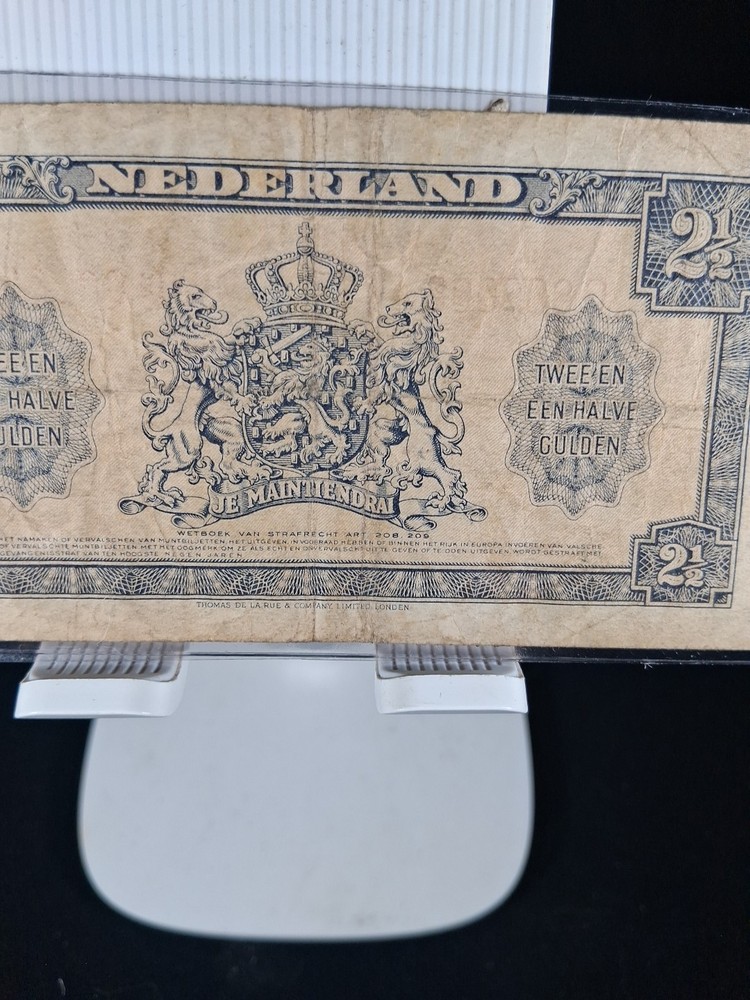 1945 NETHERLAND 2 1/2 GULDEN BANKNOTE