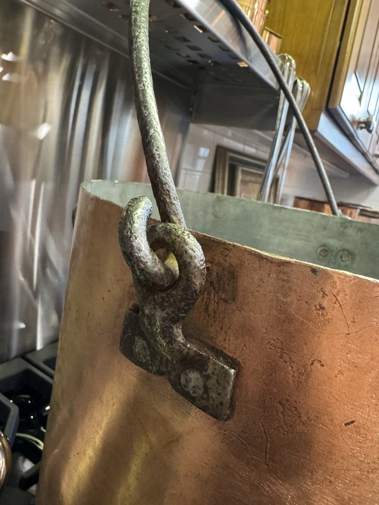 Massive Antique Wrought Iron Handle Copper Pot 15”