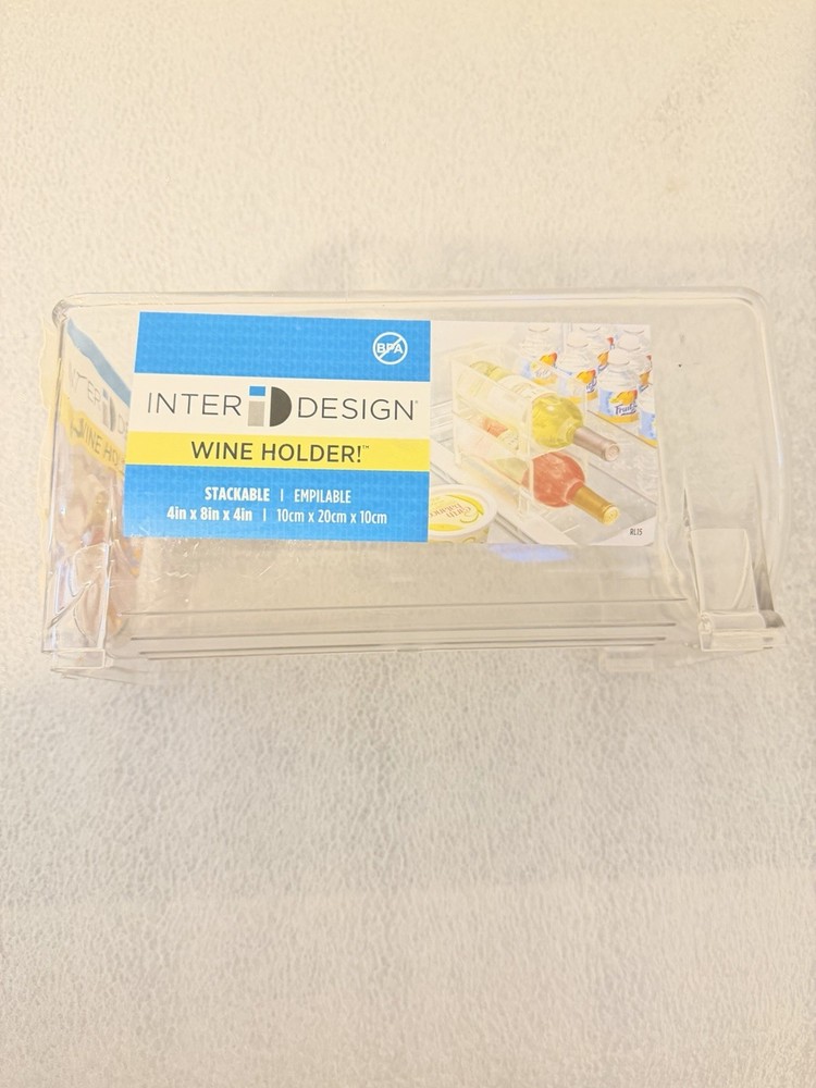 Inter Design Wine Holder Container Plastic Clear Set Of 2 Bottles Kitchen