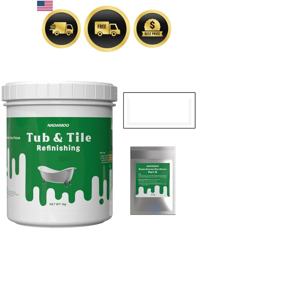 Tub Tile Refinishing Kit White Water-Based Emulsion DIY Indoor Use