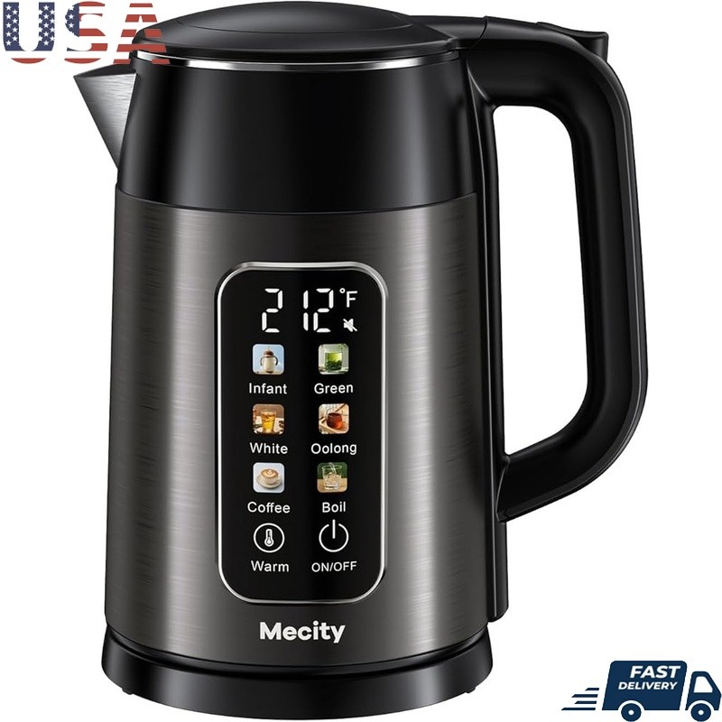 Touch Screen Electric Kettle 1.7L Fast Boil 1500W Automatic Shut-Off Safe Design