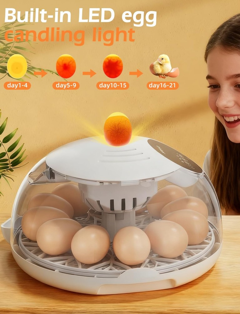 Incubators for Hatching Eggs, 12 Egg Incubator with Automatic Egg Turning and...