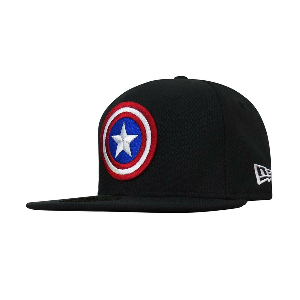 Captain America Shield Black 59Fifty Fitted Hat Black