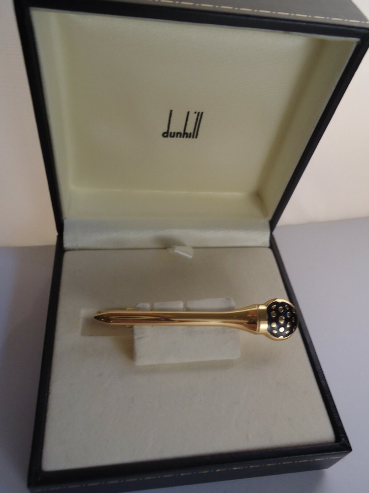 Alfred Dunhill GOLF TEE Tie Bar - Solid Hallmarked Silver/Gold Plated - Cased