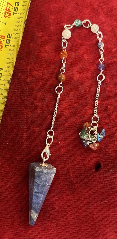 Dumortierite pendulum with Detachable Chakra Chain