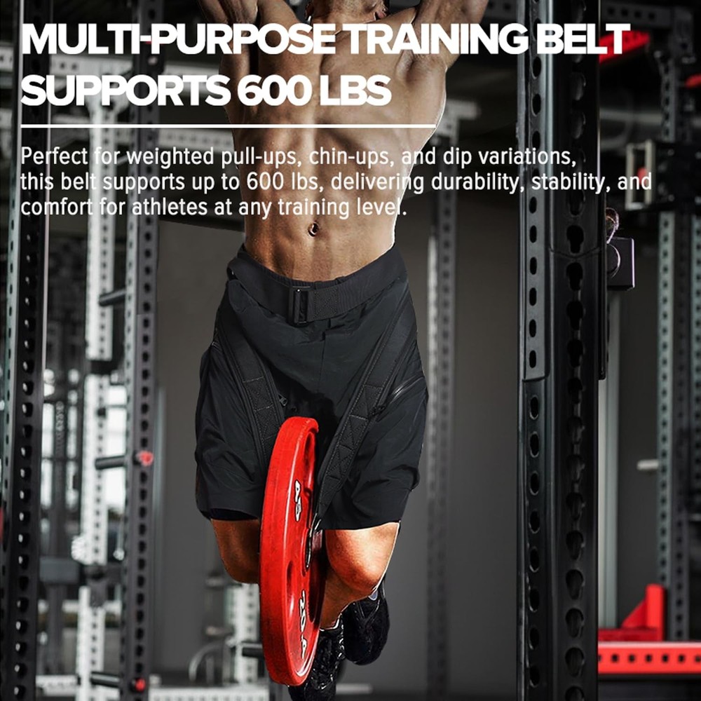 Belt for Belt Squat Dip Belt Weighted Pull Up, Heavy Duty with Structured Bac...