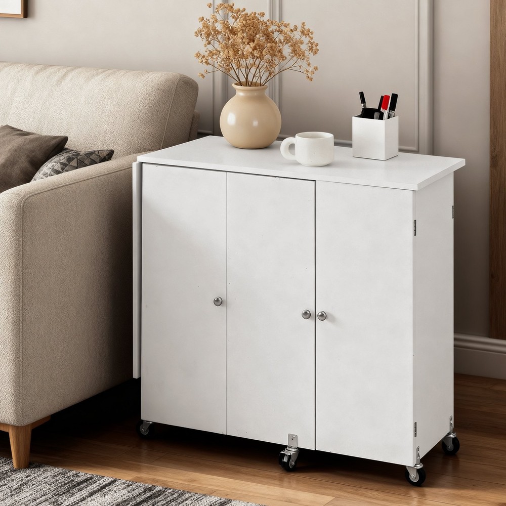 HOT/ Folding Sewing Table,Multipurpose Sewing Machine Table with Cabinet,Compac