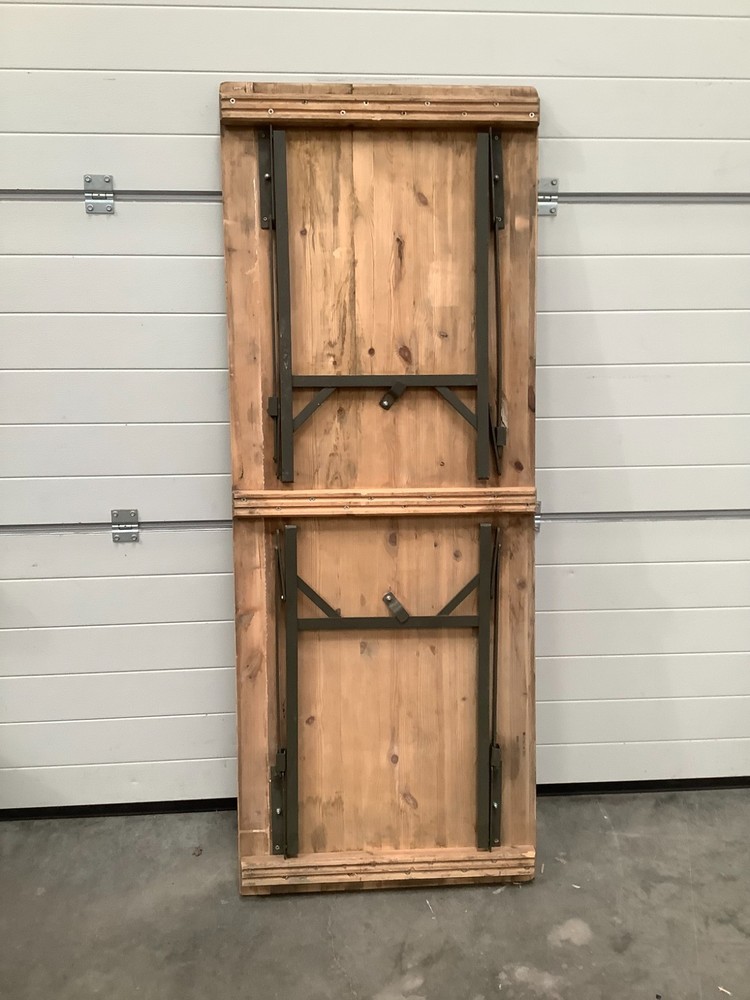 Vintage Industrial Military Large Heavy Duty Wooden Trestle Folding Table