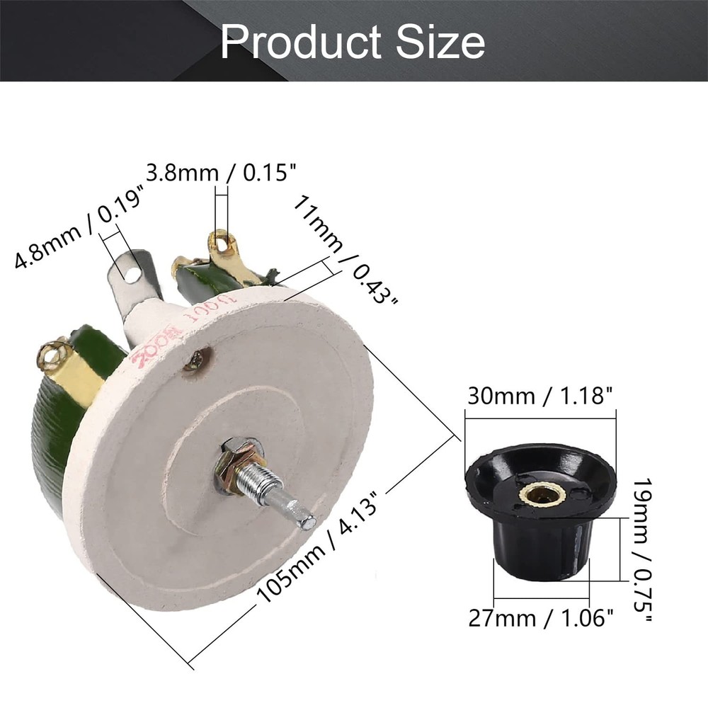 Fielect 200W 100R Ohm Ceramic Wire Wound Potentiometer Linear
