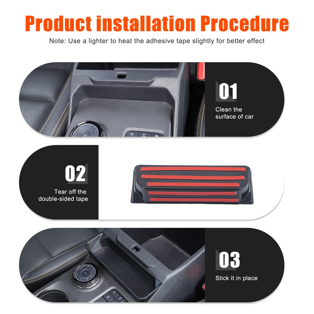 Black ABS Armrest Box Front Storage Box For Ford Ranger 2023-2024