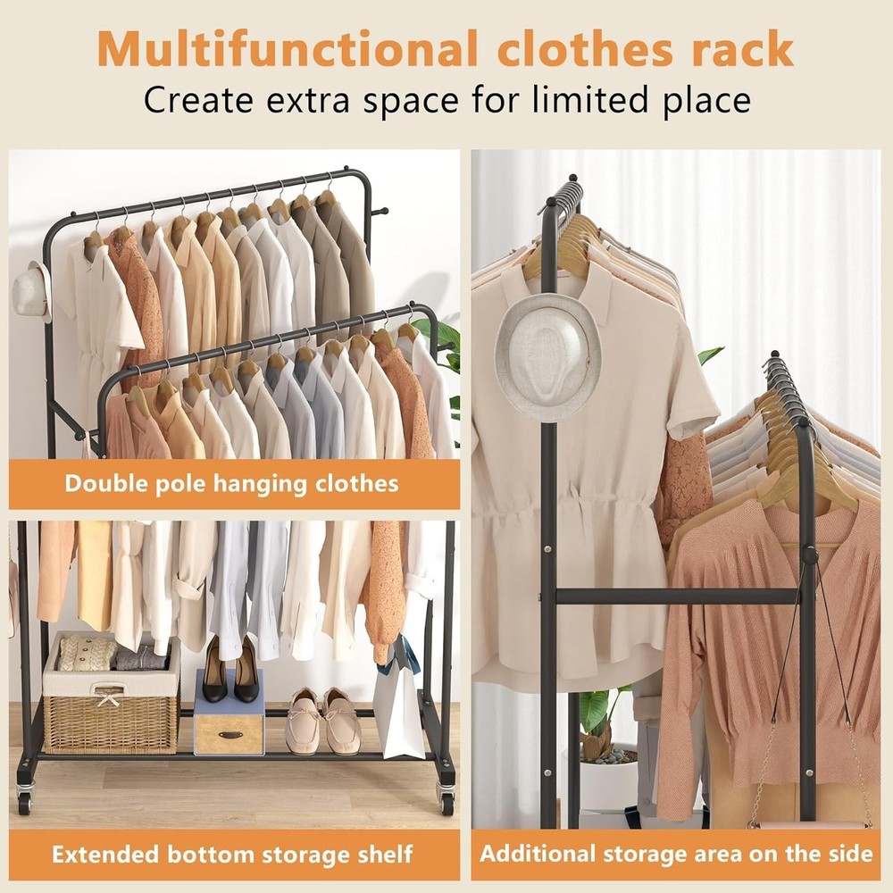 Portable Multi-functional Clothes Rack, Black
