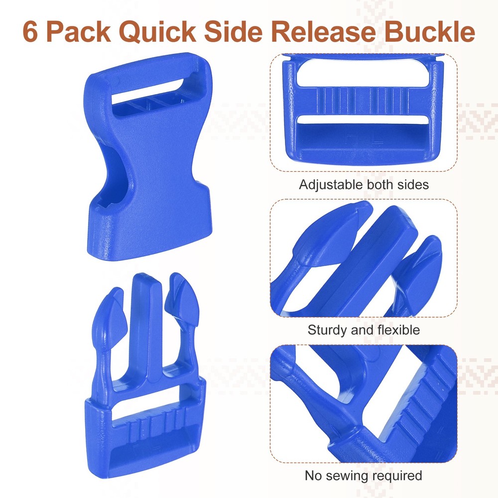 6 Pack Quick Side Release Buckle, 1" Plastic Buckle Clip, Dark Blue