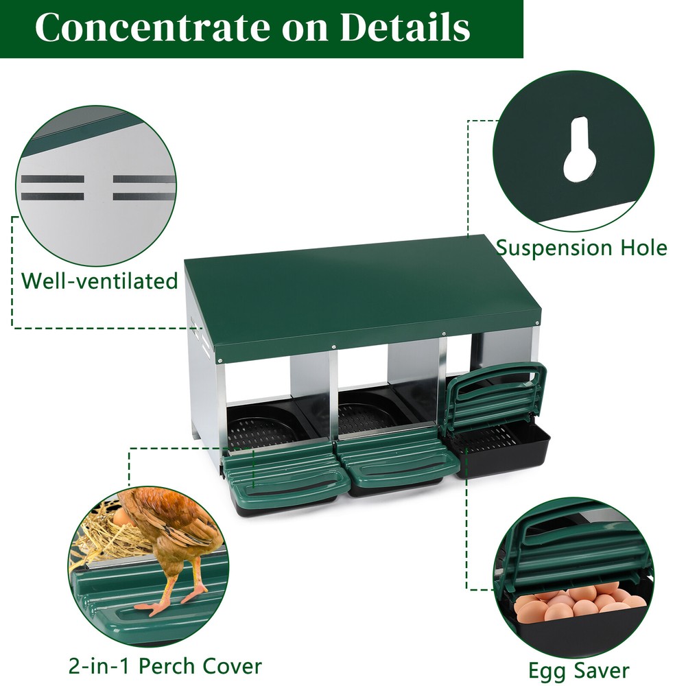 3 Compartment Roll Out Chicken Nesting Box Egg Nest Box Chicken Laying Box