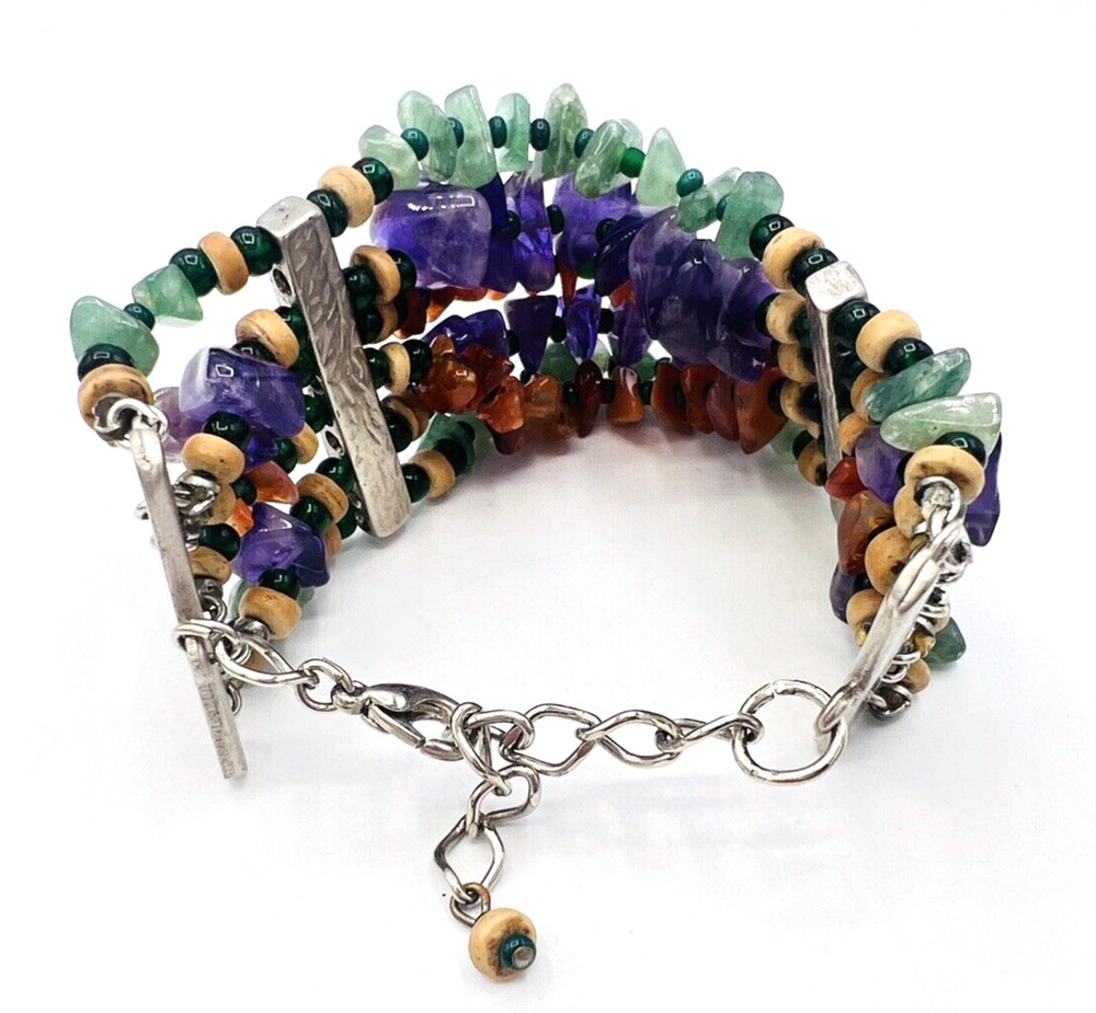 Multicolor Beaded Gemstone Chip Bracelet