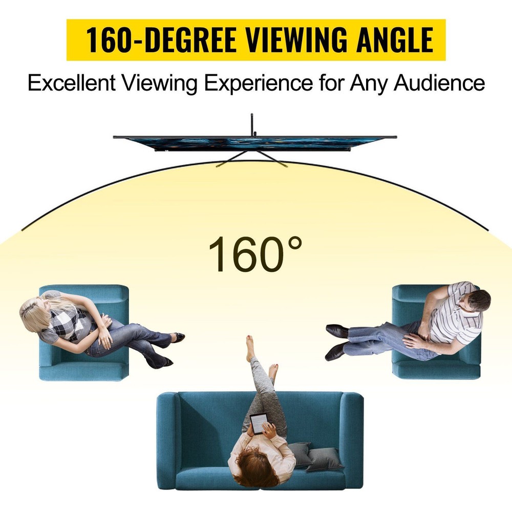 Durable 100in 16:9 4K Projector Screen with Easy-Fold Tripod Frame