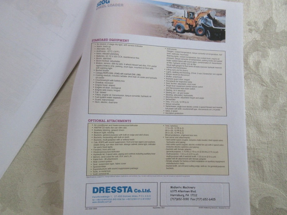 Dressta 520G Wheel Loader Brochure 2005