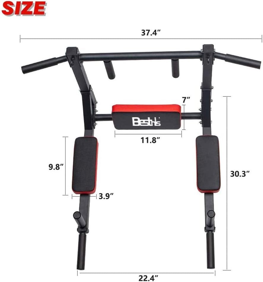 BESTHLS Wall Mounted Pull Up Bar and Dip Station, Heavy Duty Wall Mount Pull-up