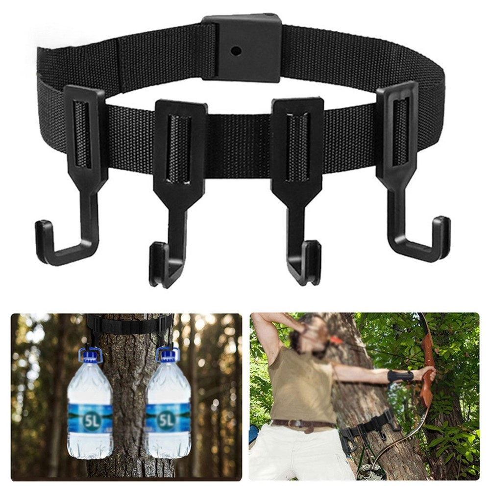 Tree Stand Harness Strap Accessory Holder with 4 Hooks Gear Sturdy Versatile