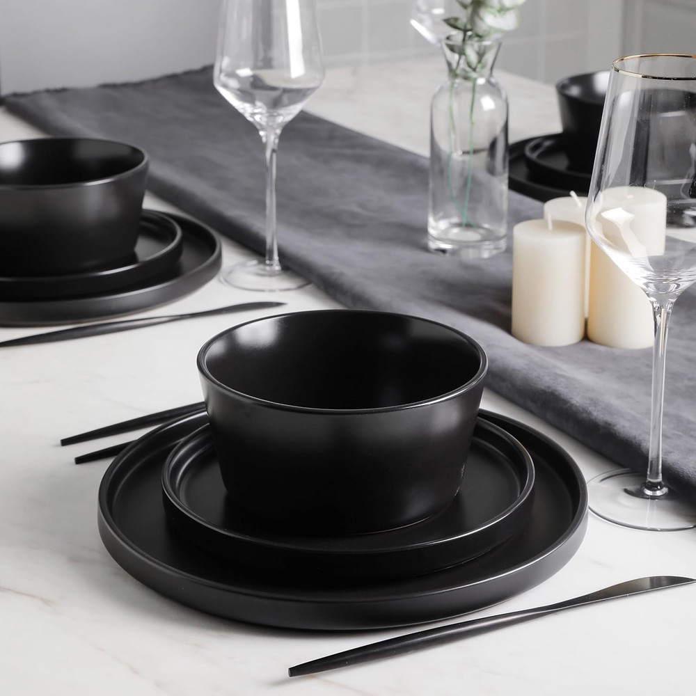 Stone Lain Celina Stoneware 16 Piece Modern Dinnerware Set, Plates
