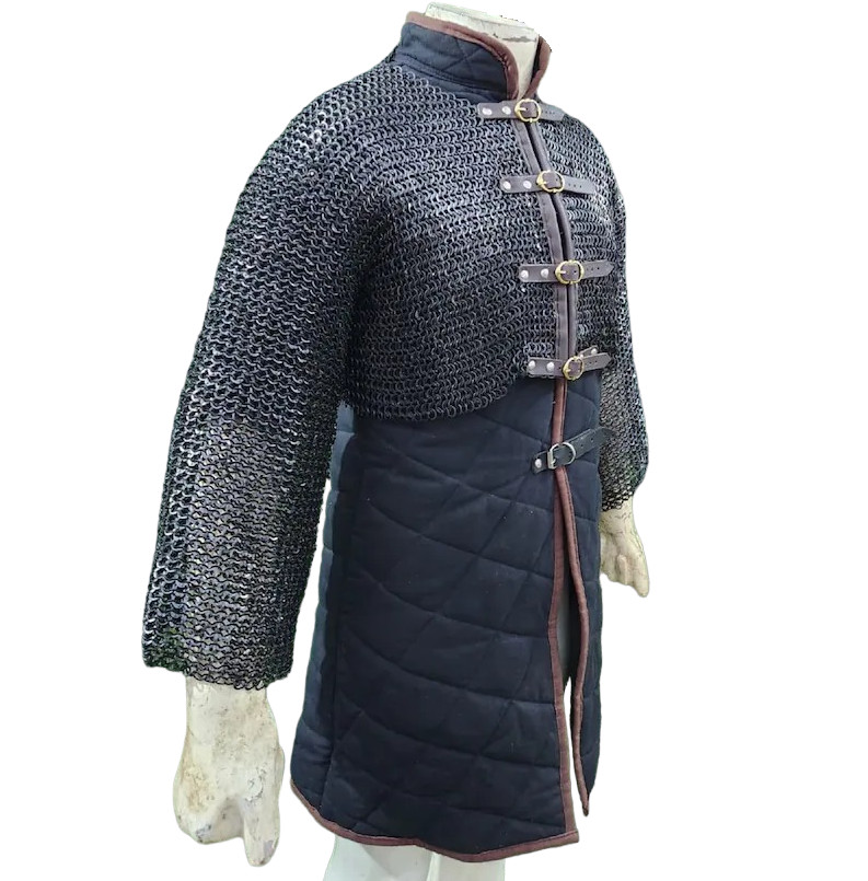 Half Body Chainmail Shirt 9 mm Flat Ring Front Open Riveted Chainmail Shirt
