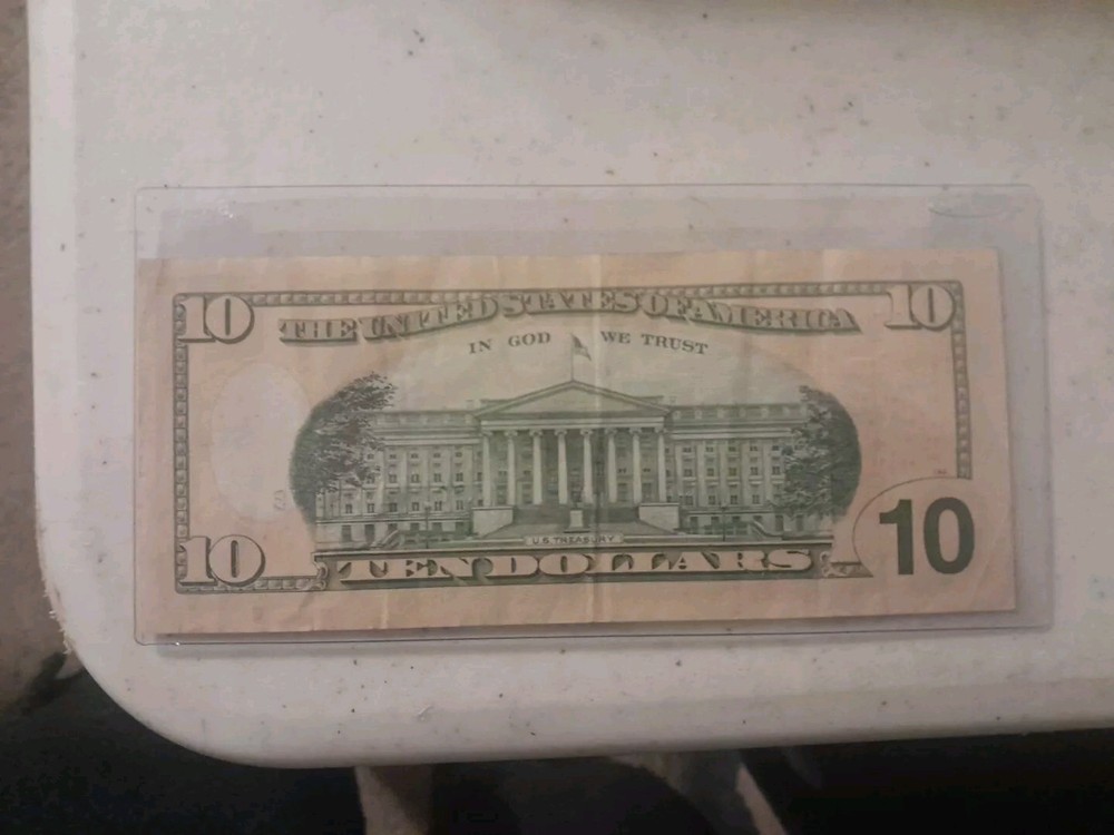 2017 A 10 Dollar Bill Ink Through Error