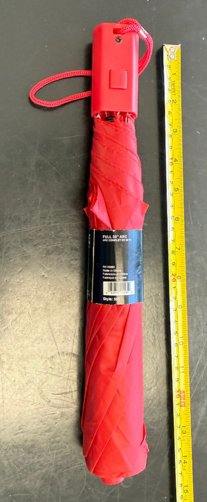 Weather Zone Automatic Oversize Red Manual Push-Button Umbrella 38" Arc