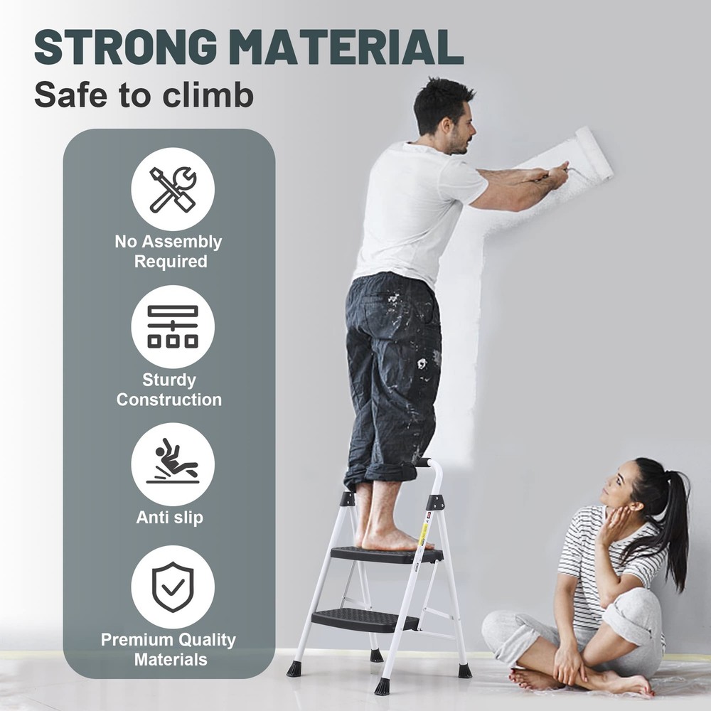 2 Step Ladder, Folding Step Stool for Adults with Handle, Lightweight, Perfec...