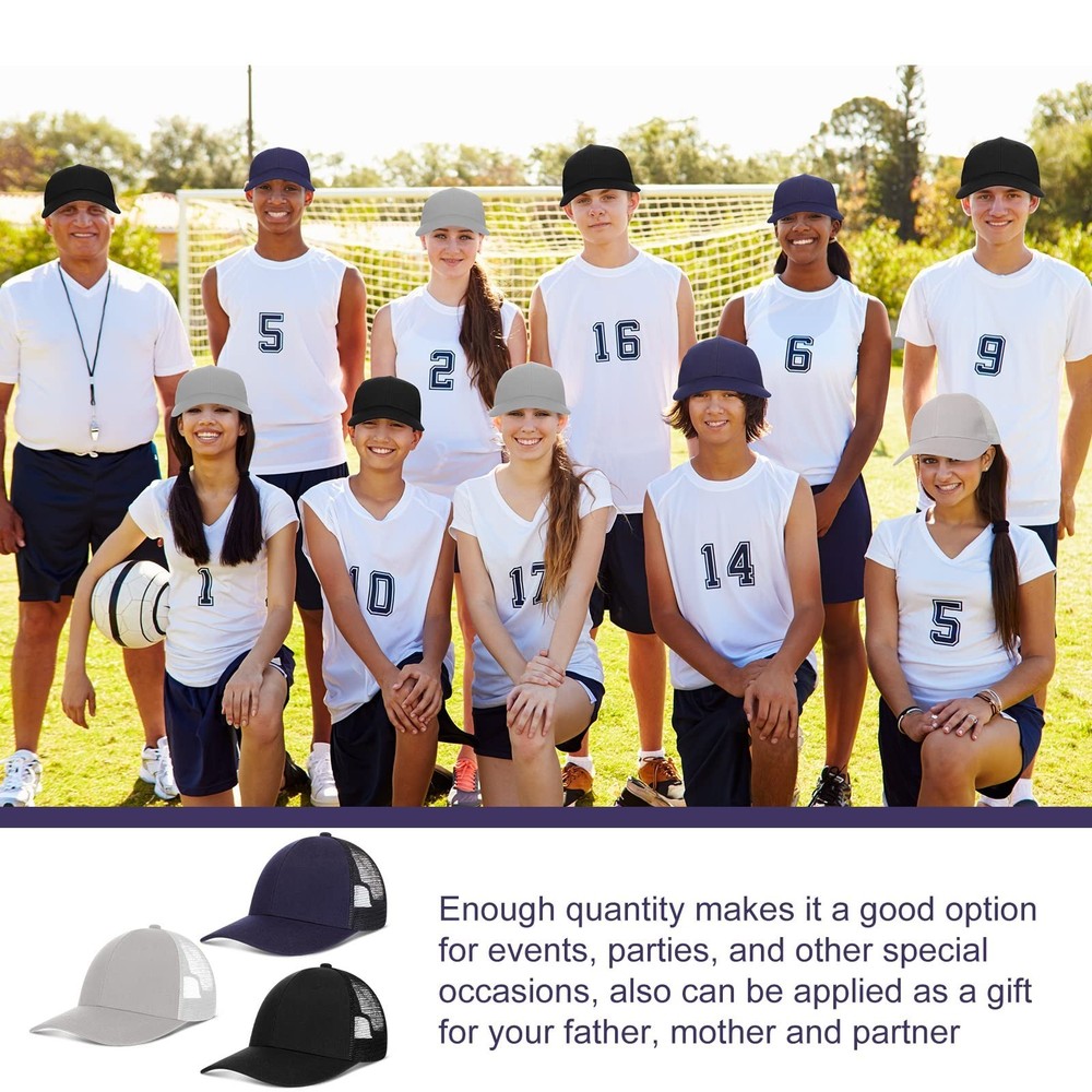 Jecery 15 Pack Unisex Mesh Trucker Hat Baseball Cap Bulk Adjustable Plain Bla...