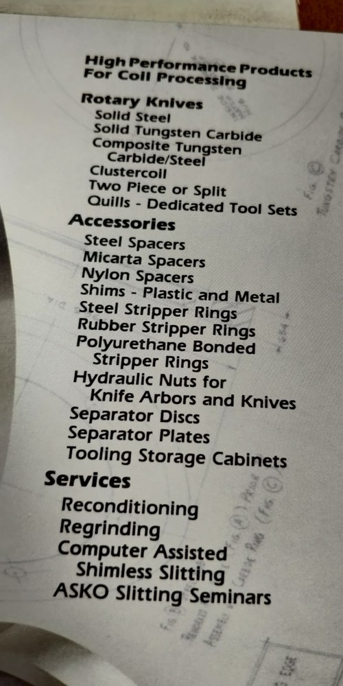 1986 ASKO catalog slitter tooling system and services C3