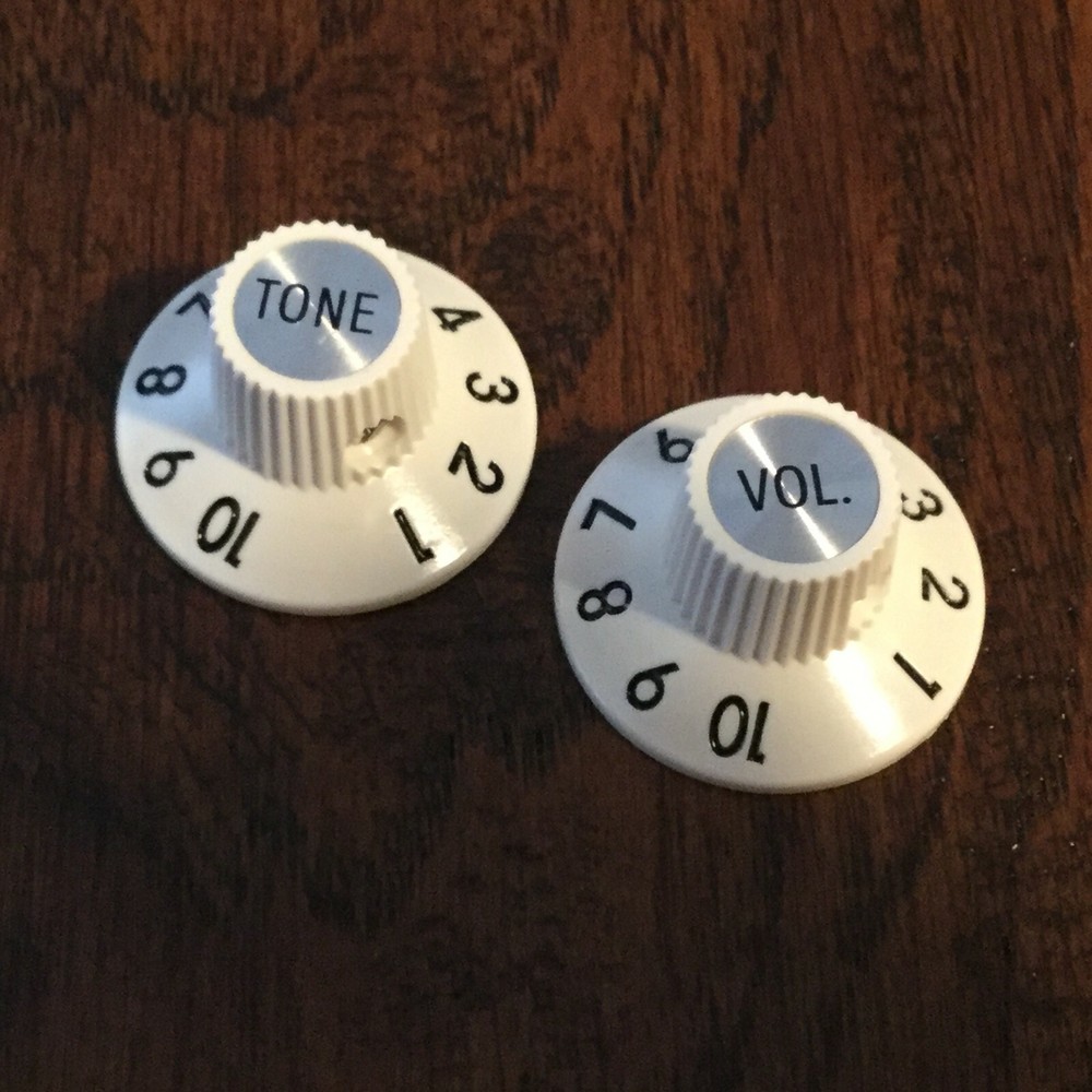 (2) AGED WHITE / Witch Hat Guitar Knobs / Vol Tone  / Set Screw / Jazzmaster